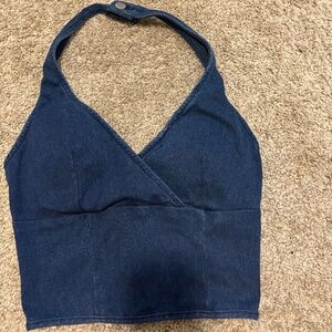 WESTERN DENIM HALTER TOP